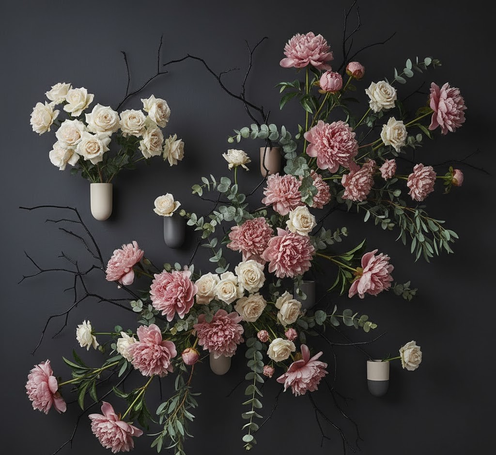 Elegant blomsterinstallasjon